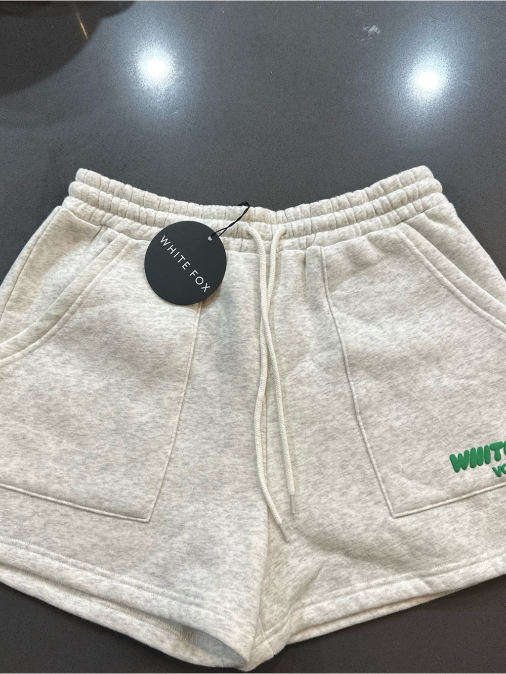 White Fox Boutique Cream Elastic Waist Casual Shorts